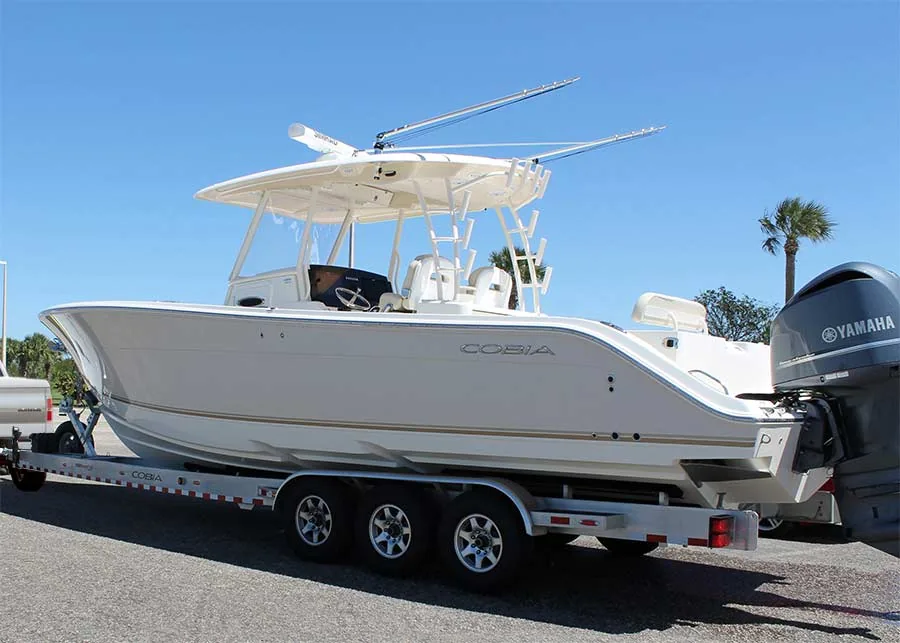 Windsor boat loaded on a trailer for recovery and towing