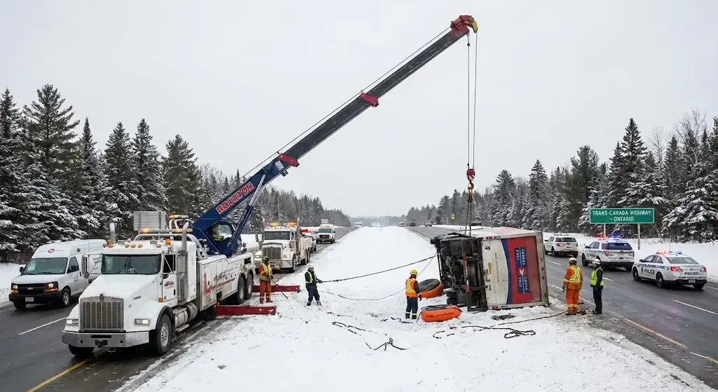 Windsor truck towing on highway corridor