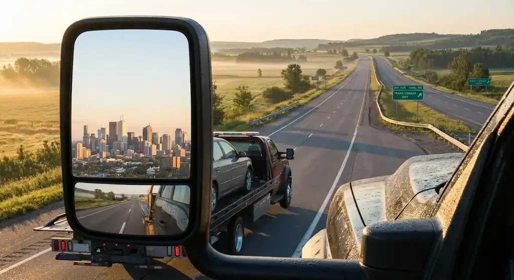 Windsor tow truck on extended highway route